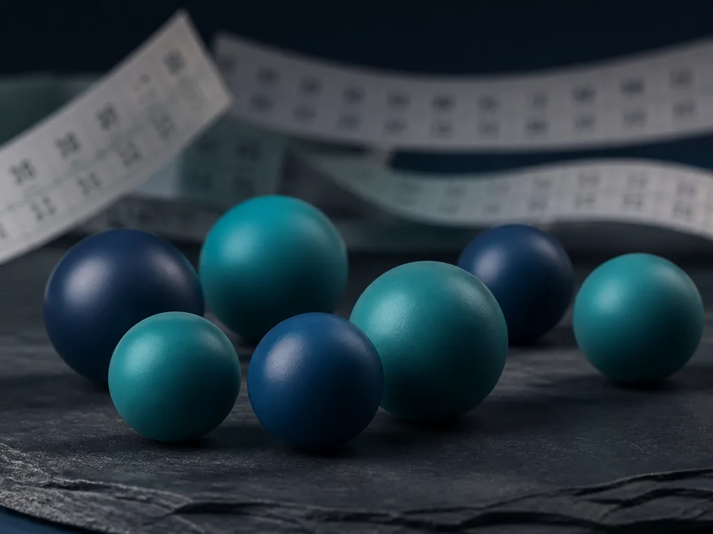 Abstract teal spheres representing lottery ball formats